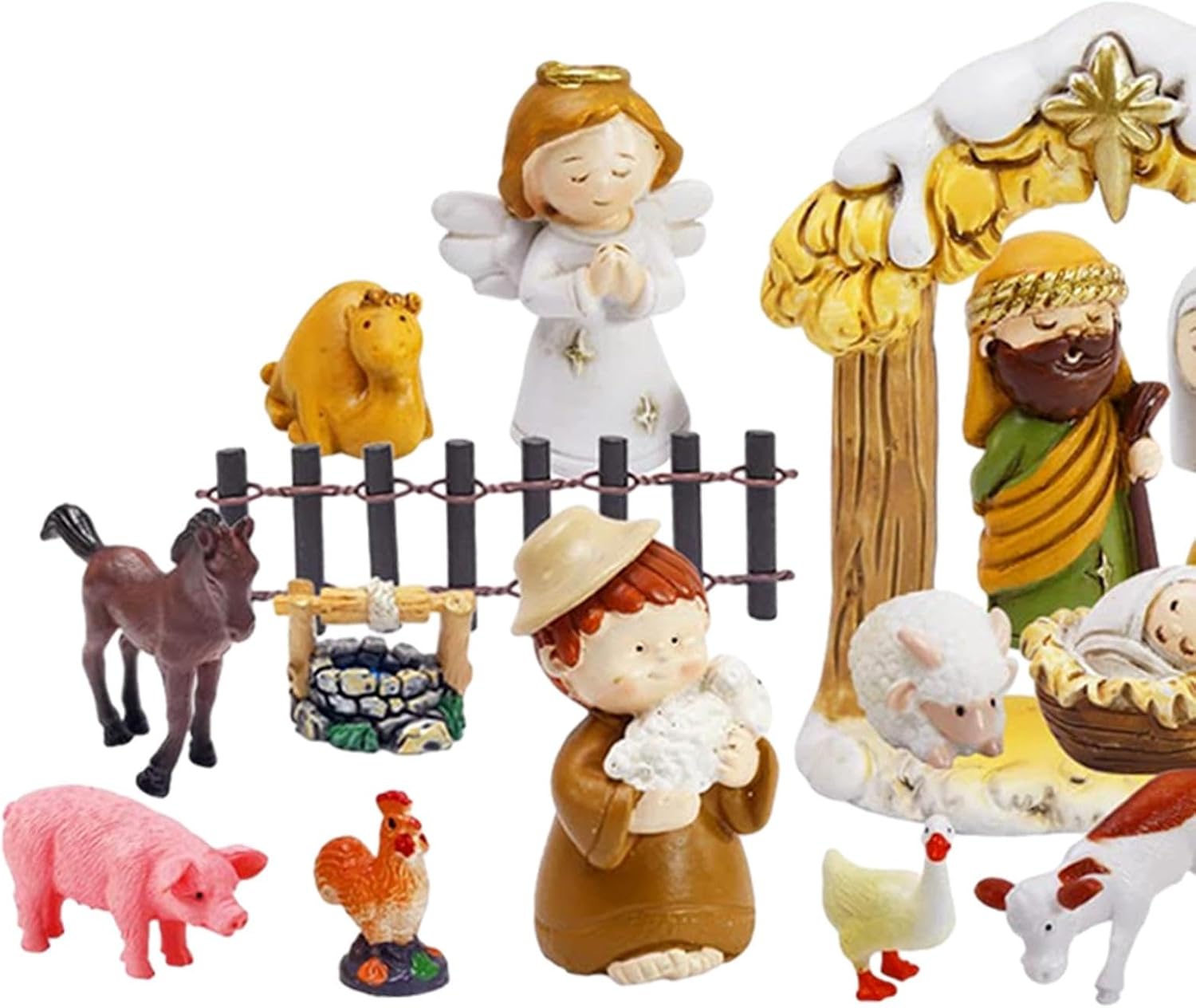 24 Pieces Xmas Nativity Scene Advent Calendar Set Xmas Statue Figurine