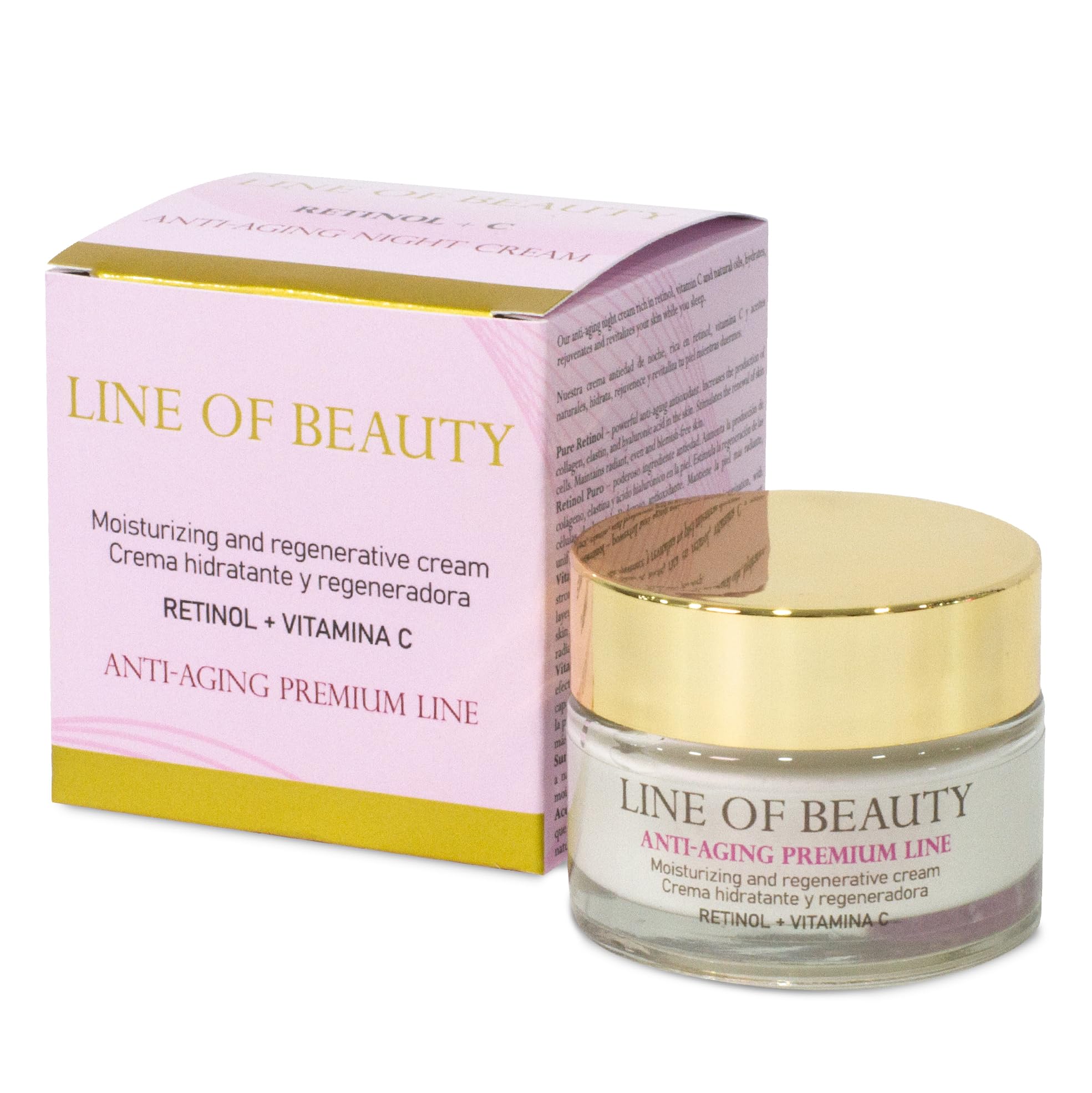 CREMA de Noche RETINOL + Vitamina C + BIO aceites | Antiedad | Regenera, Hidrata, Nutre | Reduce Líneas de Expresión | Piel Radiante y Firme | 50 ml | Unisex | Fabricado en España