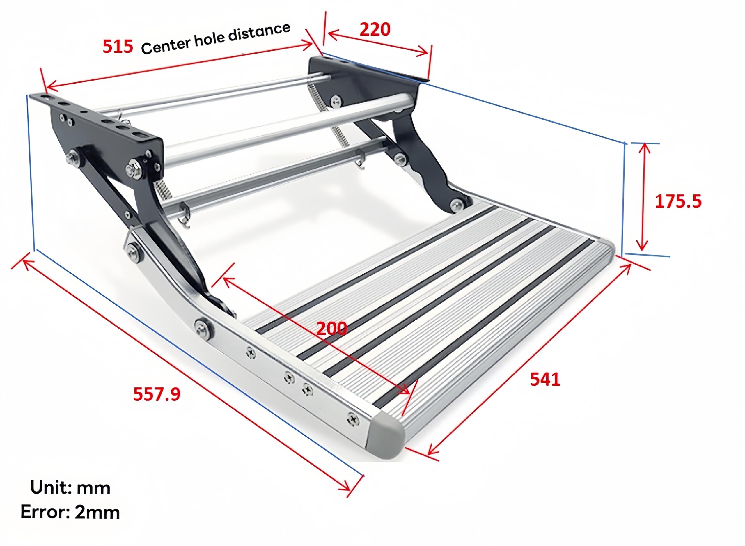 Peldaño de Caravana de aleación de Aluminio, Paso Manual de Caravana, Super Capacidad de Carga de 200 kg, Adecuado para Todo Tipo de caravanas, Camiones y autocaravanas