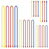 Dreamxiang 20Pcs 4 6 12 18 24inchs Silicone Cable Ties Reusable Steel-Core Silicone Twist Ties Straps for Bundling and Organizing, All Purpose Bendable Holder Strap for Indoor and Out, 4 Colors