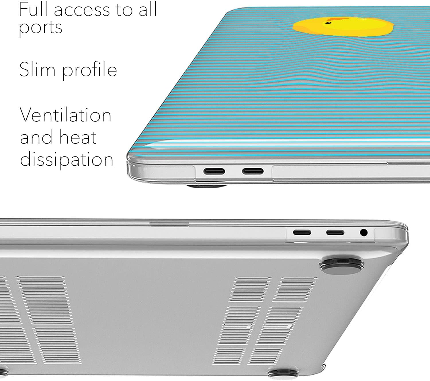 Hard Case Compatible with MacBook Air 13 15 inch Pro 16 14 M5 M4 M3 M2 M1 2026 2025 2024 2022 2020 Waves Funny Cool Plastic Cover Rubber Duck Striped Trippy Cute Summer Clear Retina Protective