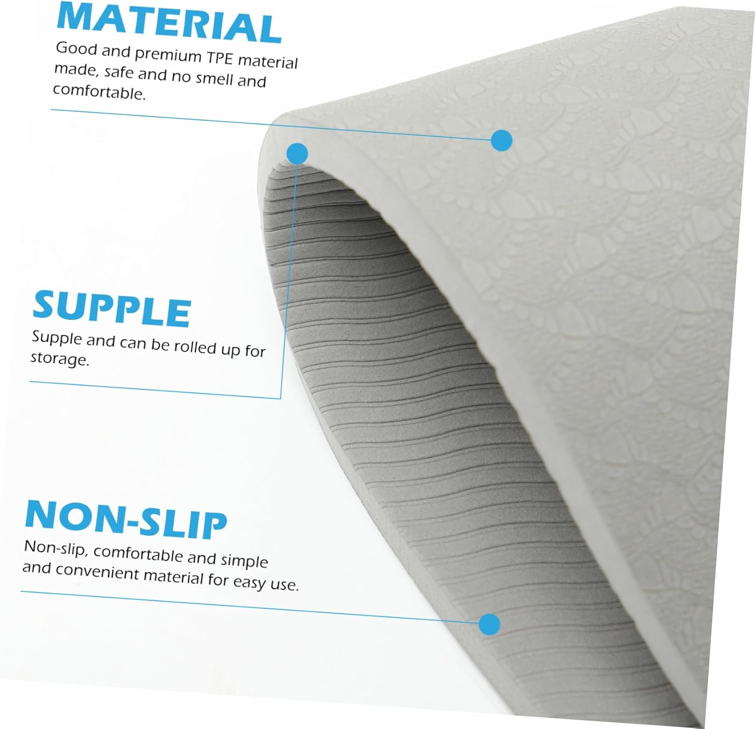 Tpe Non-slip Jump Rope Mat Indoor Fitness Floor Cushion Shock-absorbing Workout Pad for Yoga Pilates Exercise Gray