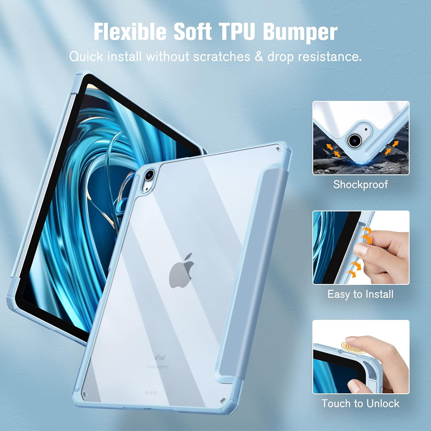 Fintie Hybrid Slim Case for iPad Air 11-inch, iPad Air 5th/ 4th Gen 10.9 Inch Bundle with PU Leather Protective Carrying Case for Apple Pencil
