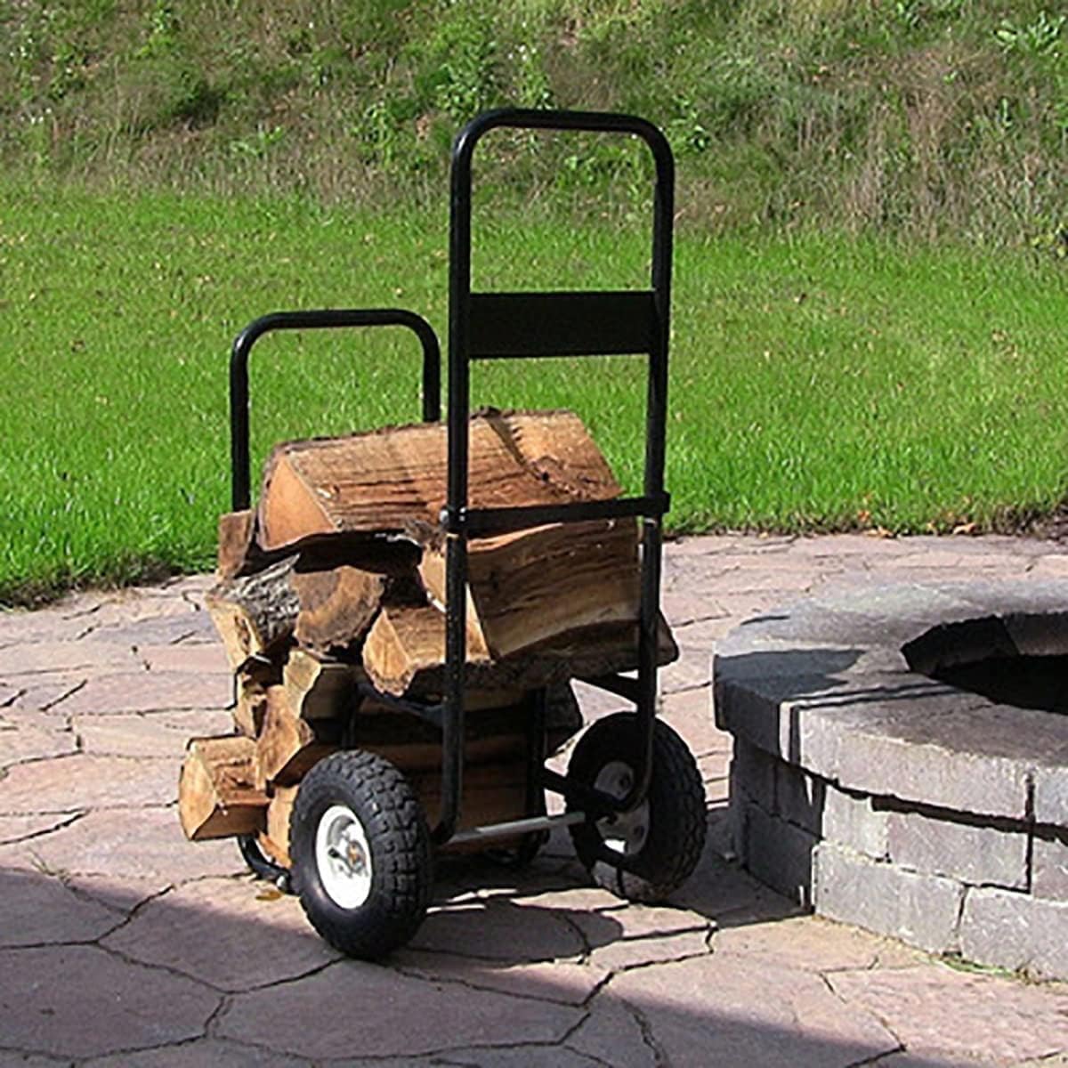 Firewood Stand Firewood Rack Fireplace Tool Rack Log Holder Cart Carrier Heavy Wood Stove Racks Firewood Cart Firewood Rack for Home Fireplaces Outdoor Fire Pits
