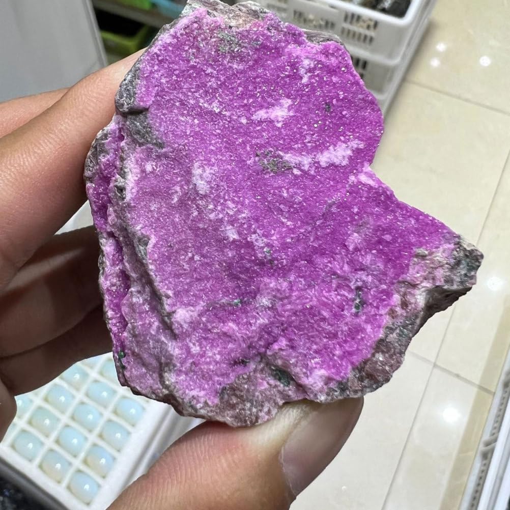 Crystal Rough Stone, Ore-Marked Cobalt Calcite Gem Irregular Rock Stone for Home Decoration,100~150g