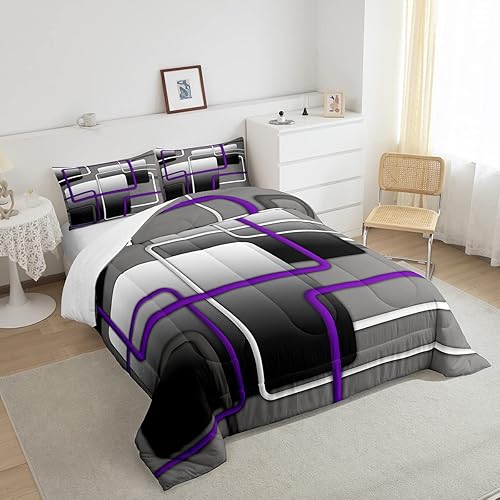 Miniatura 10 de Juego de edredón de rayas rojas y negras, juego de ropa de cama tamaño King con ondas circulares abstractas, geométrico, espiral, acolchado, 3