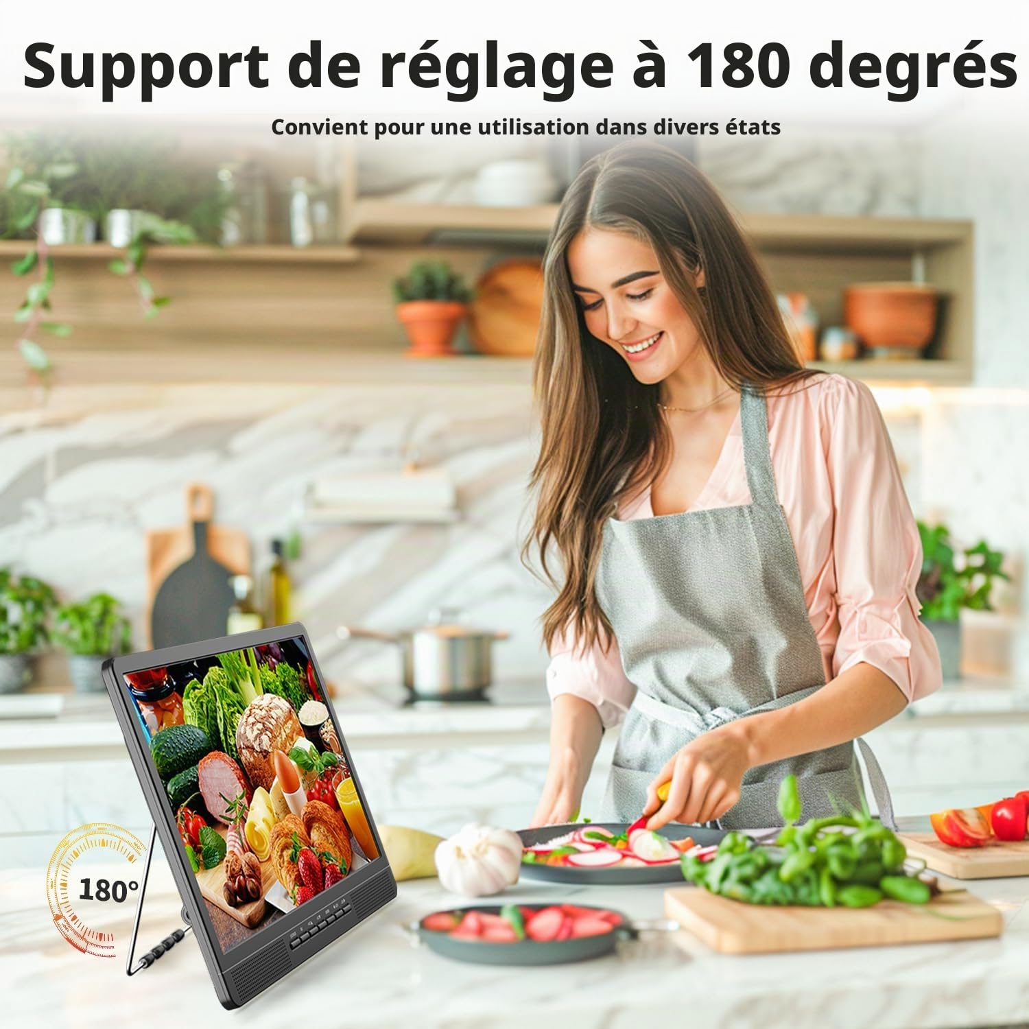 Desobry TV Portable 18 Pouces avec antenne, Mini TV LCD avec Tuner DVB/T2