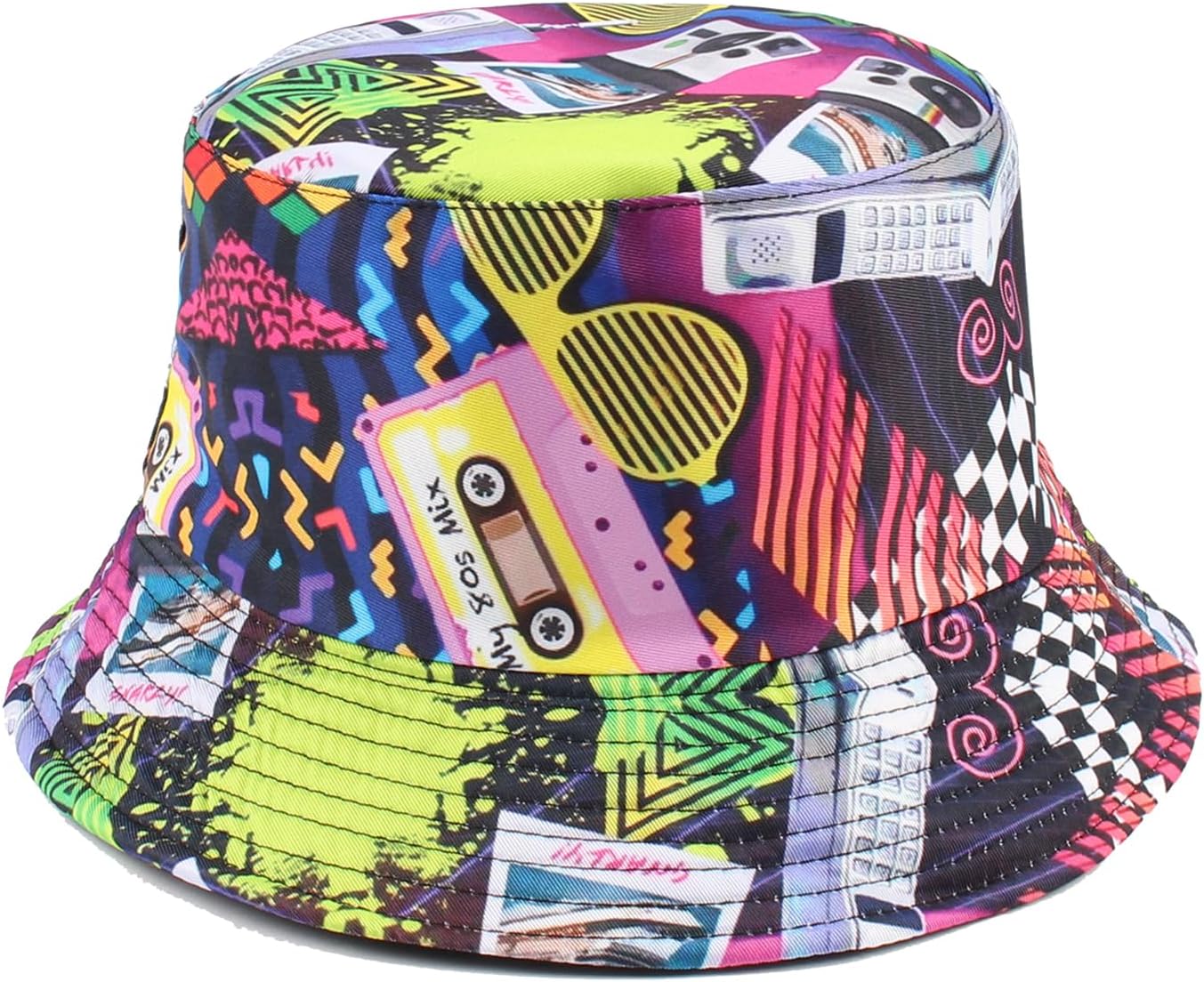 Lot De 2 Bobs Rétro Années 80 - Unisexe, Motif Disco, Pour Plage, Voyage - Taille Unique 56-58 Cm