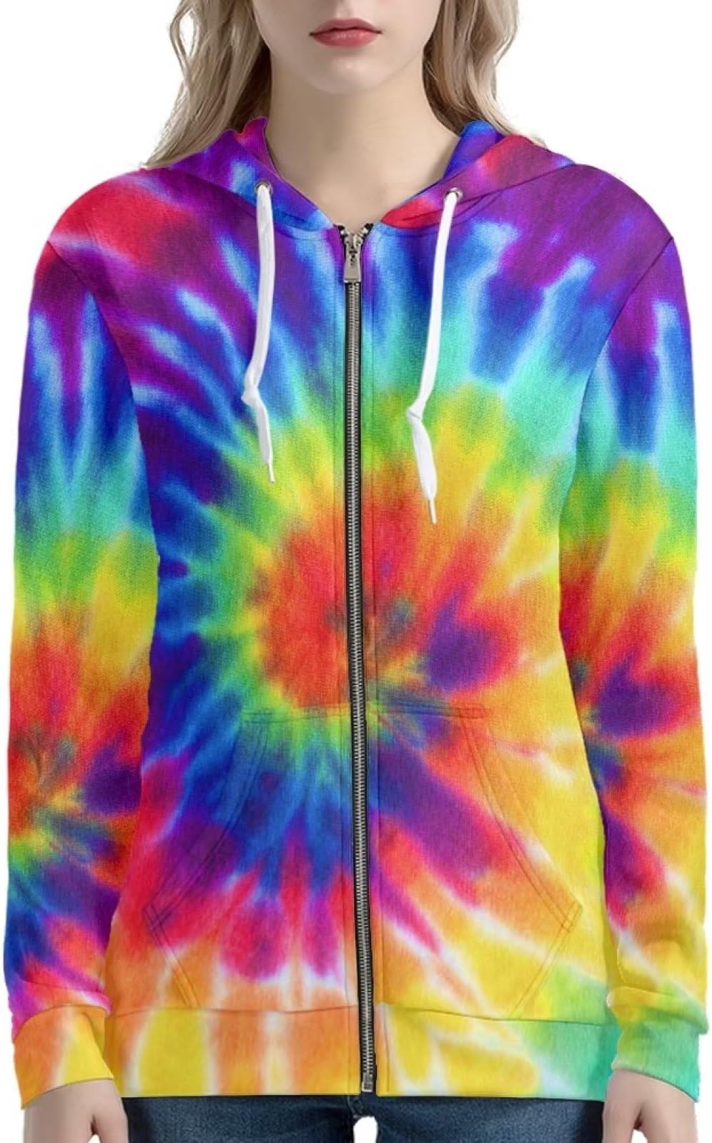 Women Top Zip Up Hoodies Long Sleeve Fall Sportswear Oversized Sweatshirts Fleece Jacket with Pockets XS-5XL