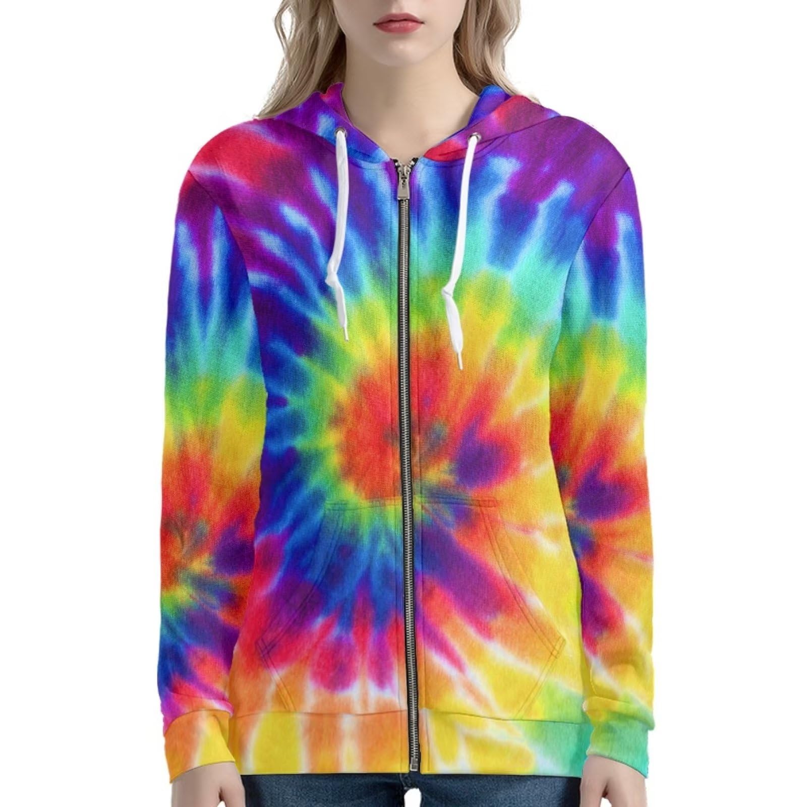 Women Top Zip Up Hoodies Long Sleeve Fall Sportswear Oversized Sweatshirts Fleece Jacket with Pockets XS-5XL