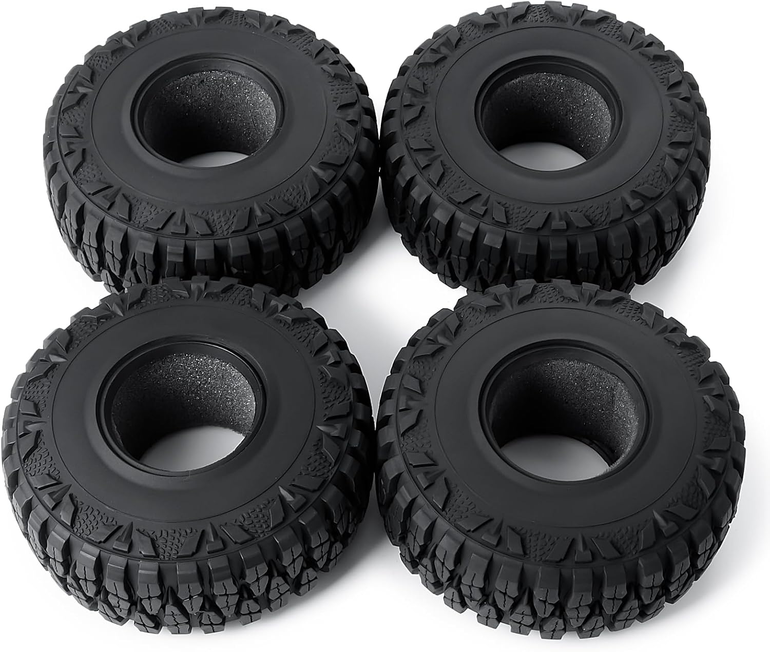 RCLIONS 4PCS 1.9inch 112mm RC Rubber Wheel Tires with Foam Insert for 1/10 RC Crawler Car SCX10,TRX4,SCX10-II,Redcat Gen8 Gen7