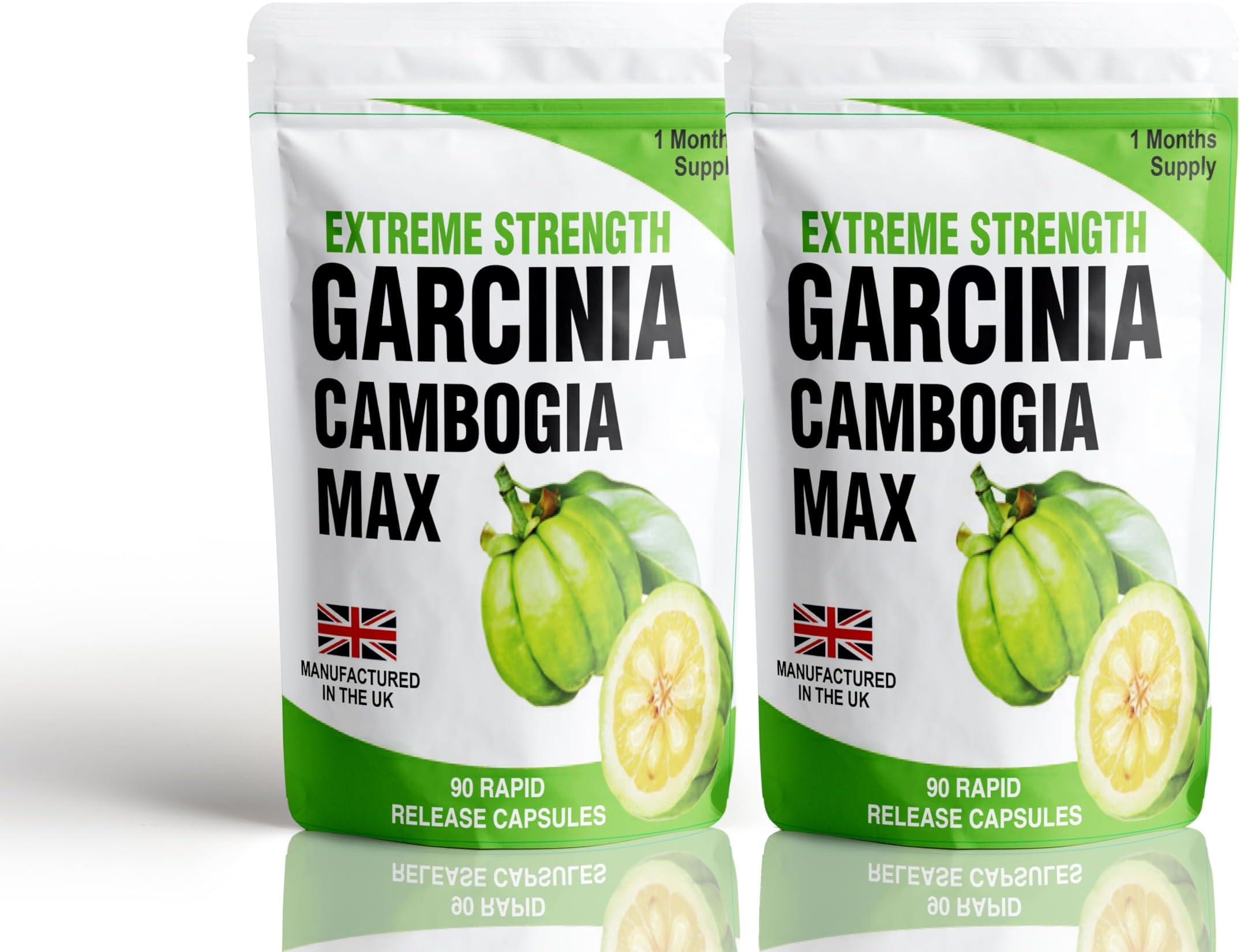 Garcinia Cambogia Fruit Extract Food Supplement 2 X 90 Capsule Bottles Plus Meal Plan and Dieting Tips for Men and Women