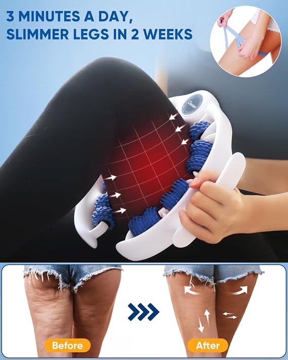 Bule Cellulite Massage Roller for Legs Lymphatic Cellulite Tool with 360° Rollers, Deep Anti Cellulite Massage Tool for Thigh, Leg, Body Sculpting, Manual Drainage Massager