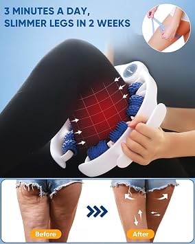 Bule Cellulite Massage Roller for Legs Lymphatic Cellulite Tool with 360° Rollers, Deep Anti Cellulite Massage Tool for Thigh, Leg, Body Sculpting, Manual Drainage Massager