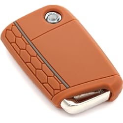 Funda Llave Coche Citroen C4 VB - Funda de Silicona para Llave de Coche con 3 Botones, Color marrón