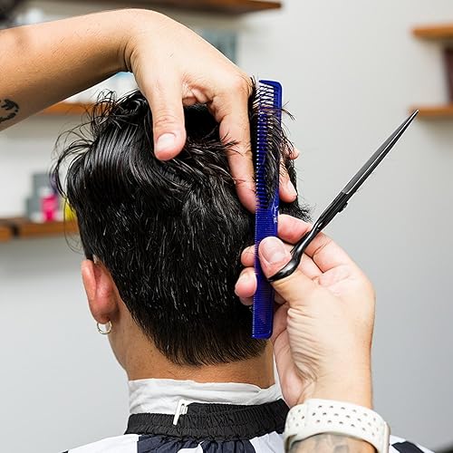 Miniatura 6 de Johnny B Professional - Paquete de 4 peines de corte y peinado de carbono para peluqueros, uso en casa, color azul