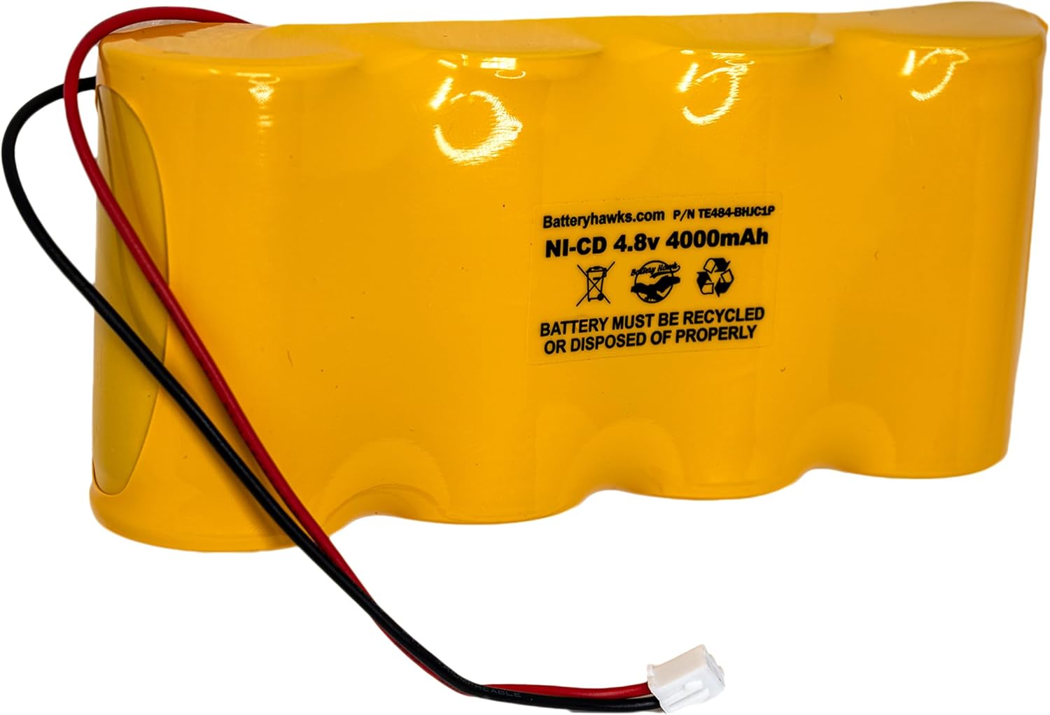 (4 Pack) 4.8v 4000mAh Ni-CD Battery 2 Pin Connector S/L 026-207 T26000207 D-4000-HT D4000HT Battery for Emergency Lights