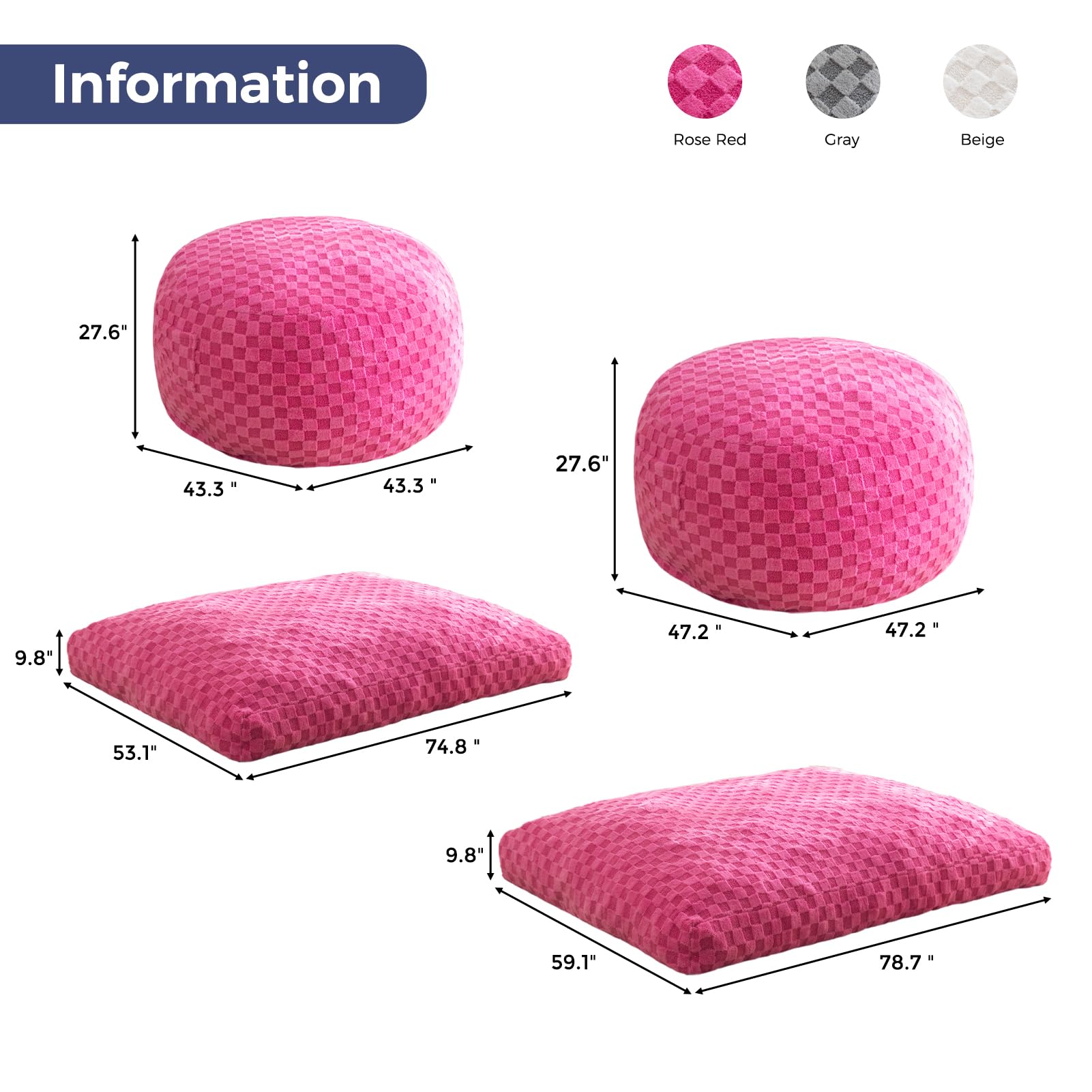 MAXYOYO Bean Bag Chair Bed for Adults, Convertible Beanbag Folds from Lazy Chair to Floor Mattress Bed, Large Floor Sofa Couch, Big Sofa Bed, High-Density Foam Filling, Machine Washable Cover