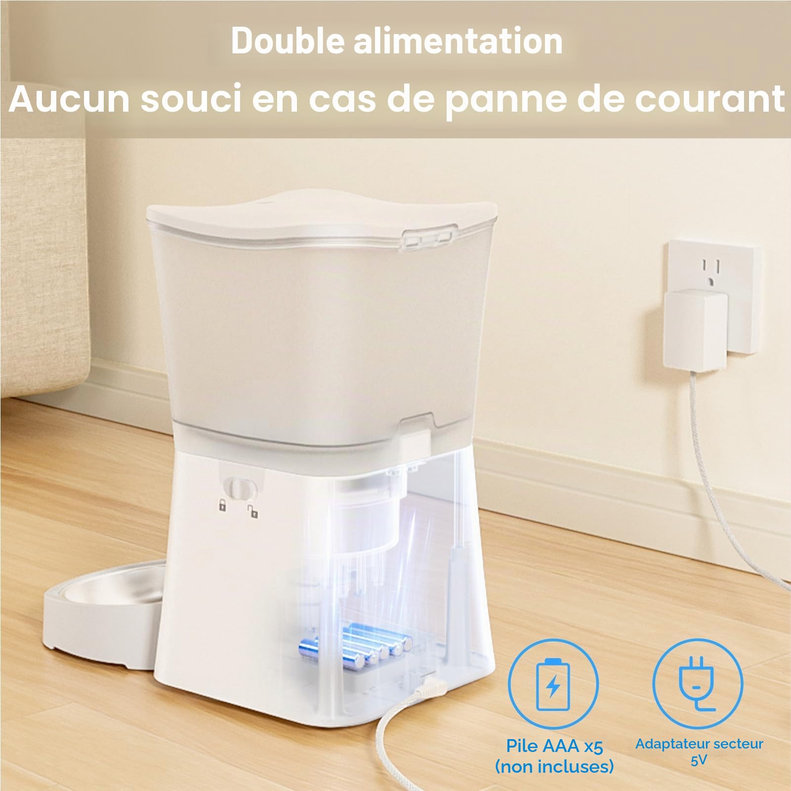 Distributeur Croquettes Chat Automatique, 3L avec Programme d'alimentation Enregistrement Vocal de 10 Secondes, Distributeur Automatique Croquettes Chat de 1 à 6 Repas par Jour