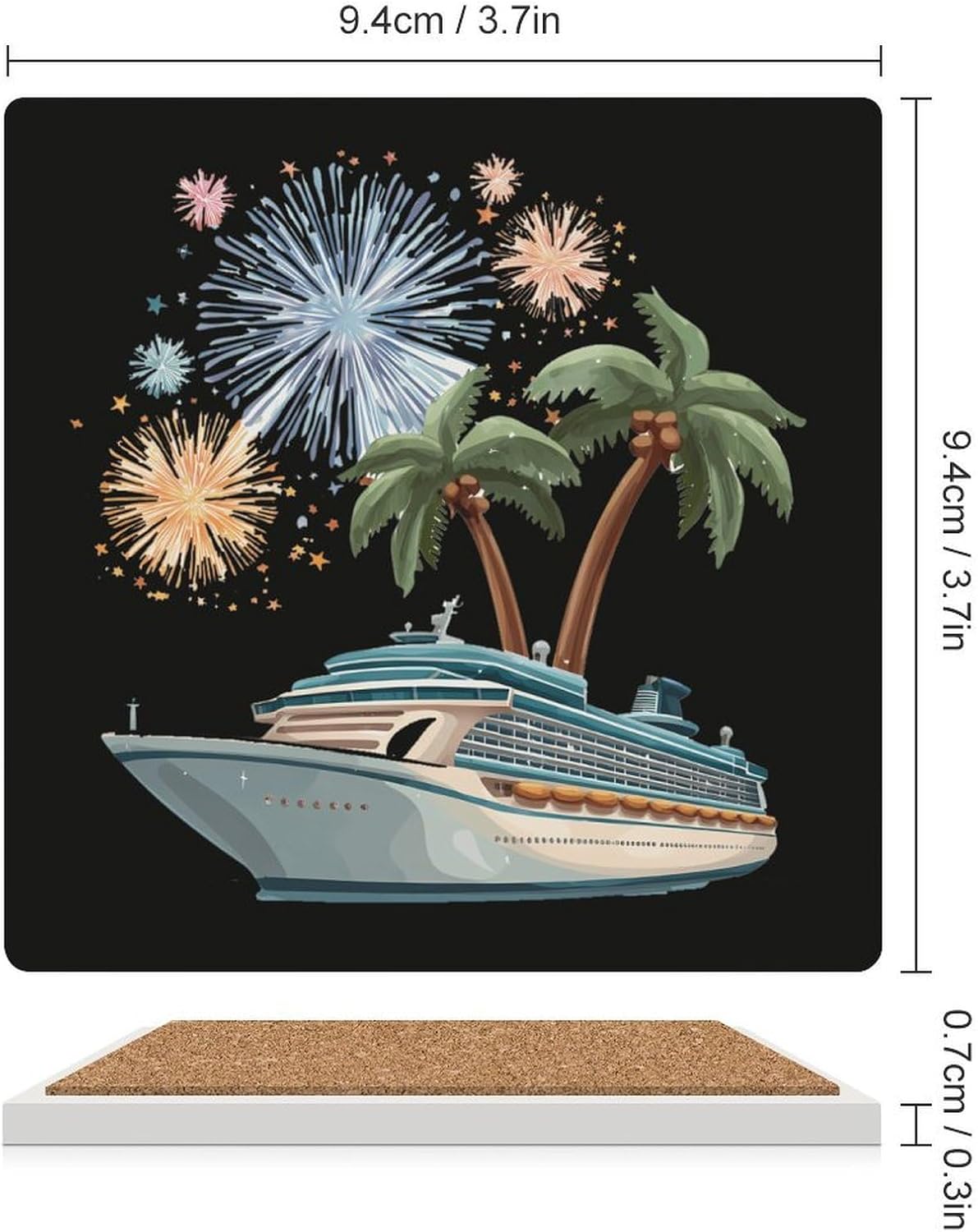 Cruise Ship Coaster for Drinks Square Ceramic Table Coasters Stone Mat Crafts 4PCS Home Kitchen Decor