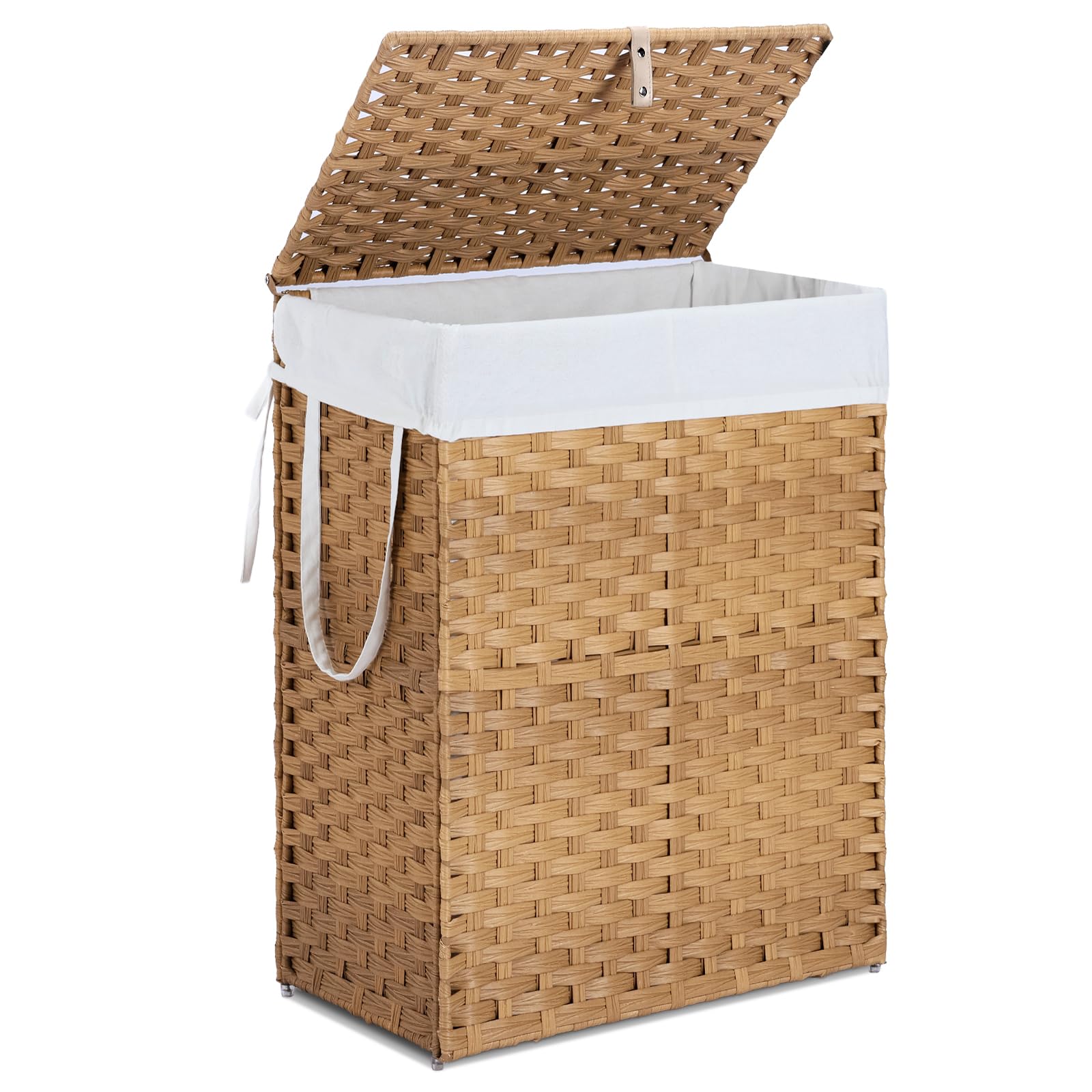 Photo 1 of ***SIMILAR ITEM*** Laundry Hamper with Lid, 90 L Rattan Clothes Laundry Basket with Lid and Handles, Foldable Clothes Hamper, Removable Liner, Goose Yellow