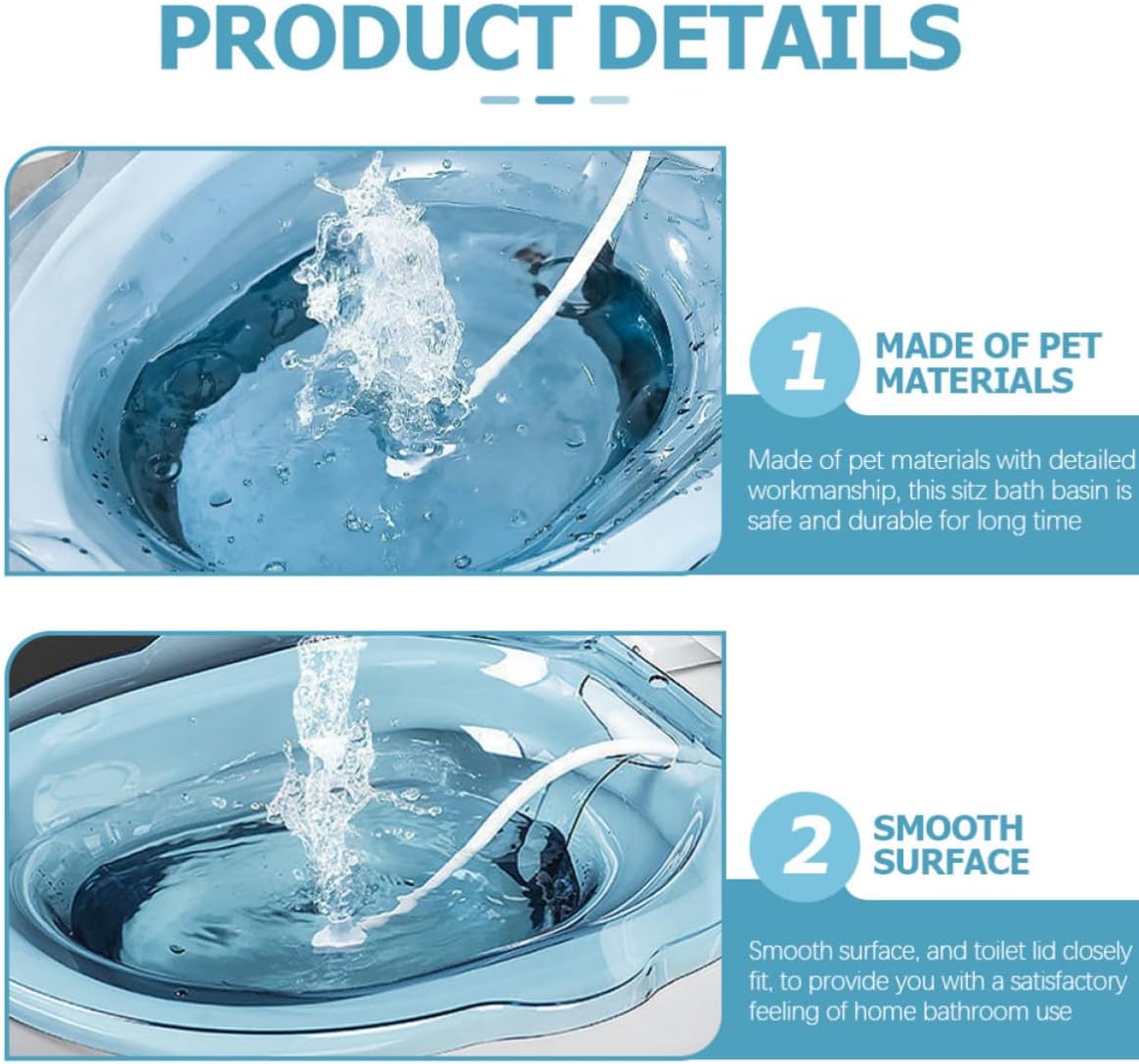 OSALADI Blue Pet Sitz Bath Basin for Postpartum Care Women, Relieves Menstrual Cramps with Easy Storage, Portable Hip Bath Basin for Toilet Use and Postoperative