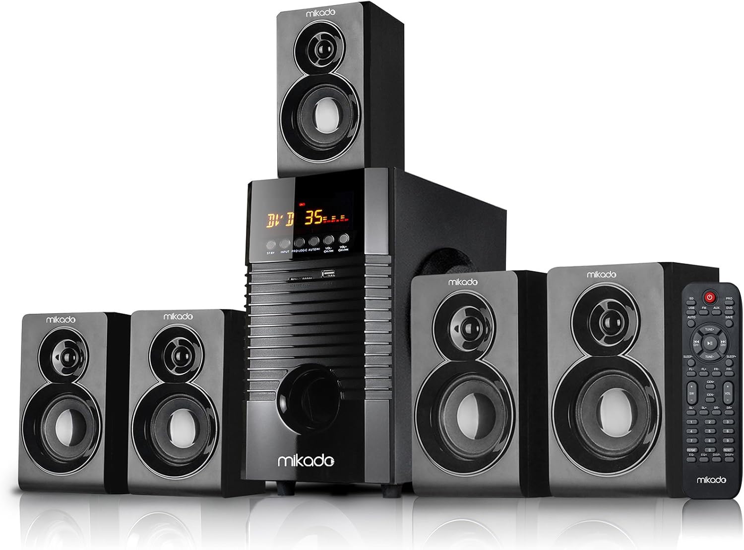 Mikado MD-856 5.1 Speaker System Front View