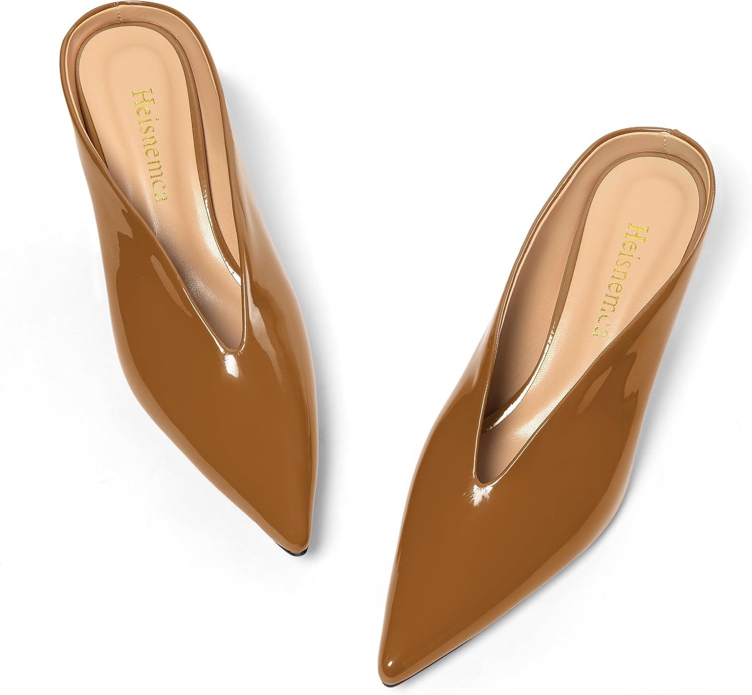 Womens High Heels Mules Low Closed Pointed Toe Slide Sandals Slip On Pump Heels Dress Office Work Shoes - Image 3