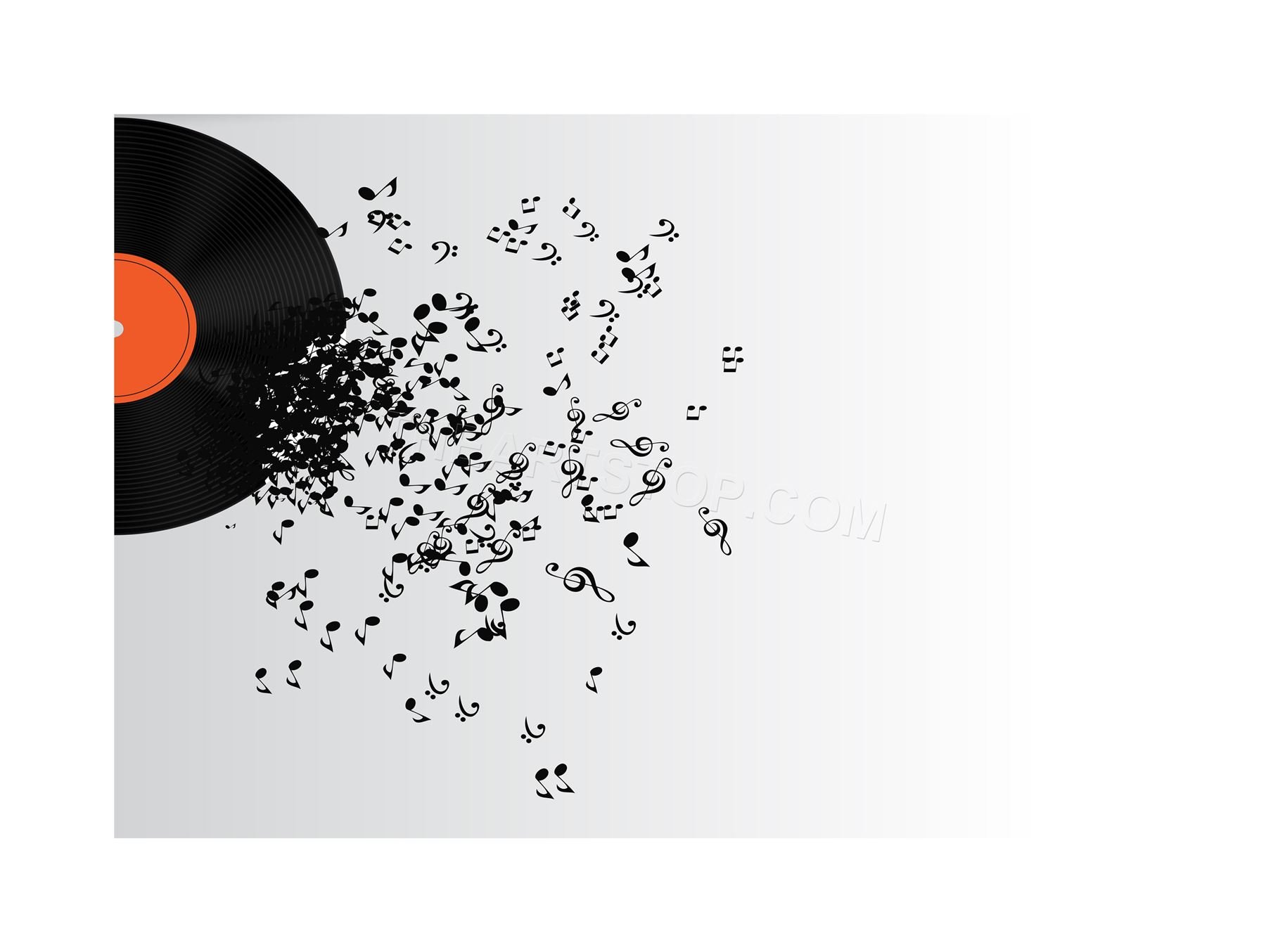 Wee Blue Coo Painting Illustration Vinyl Record Musical Note Explosion Wall Art Print