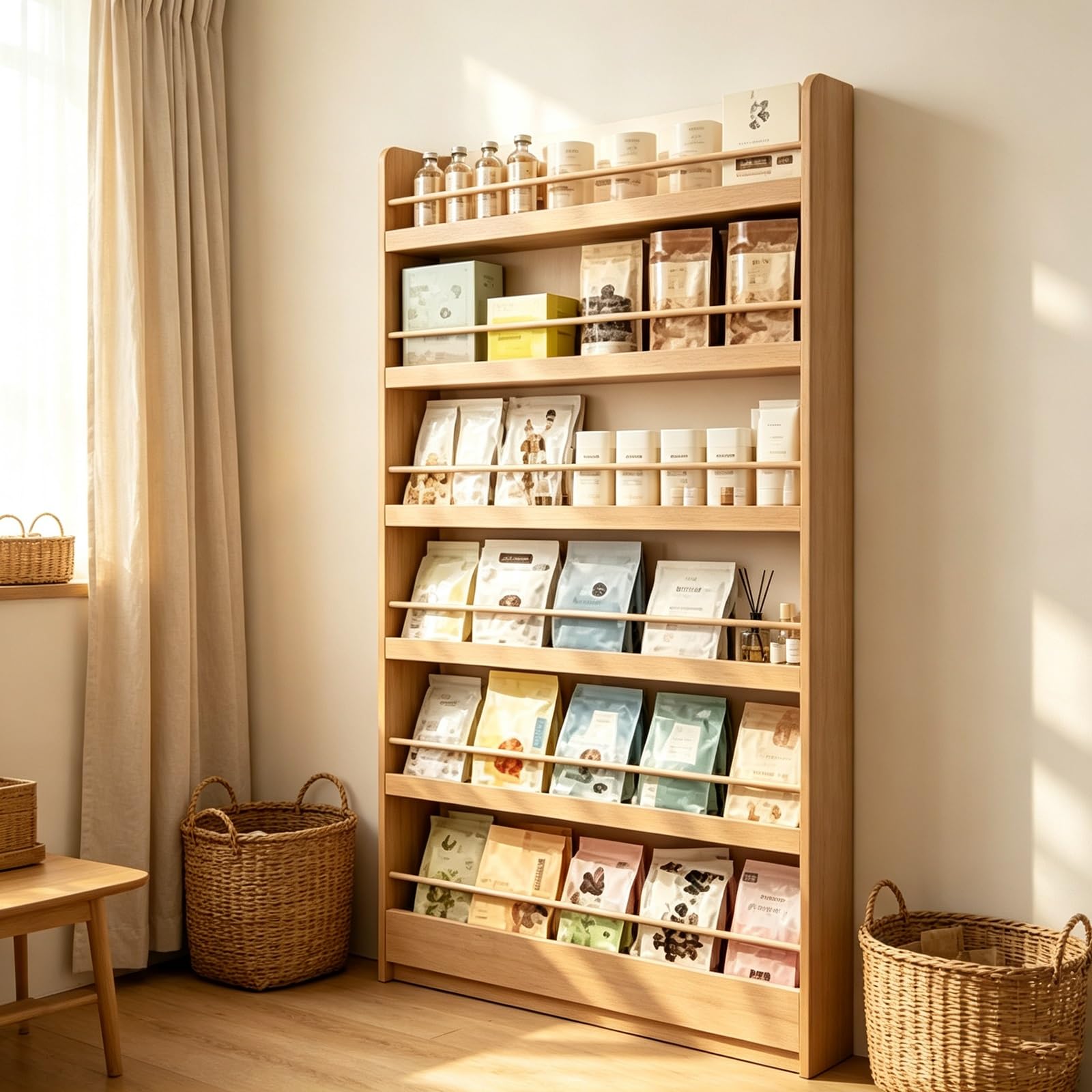 LCNDKF Inclined Wooden Display Rack