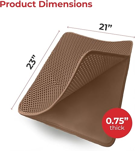 Miniatura 3 de iPrimio Tapete de arena jumbo para gatos de 29 x 27 pulgadas, alfombra de arena para gatitos, alfombra atrapa la arena a través de agujeros grandes,