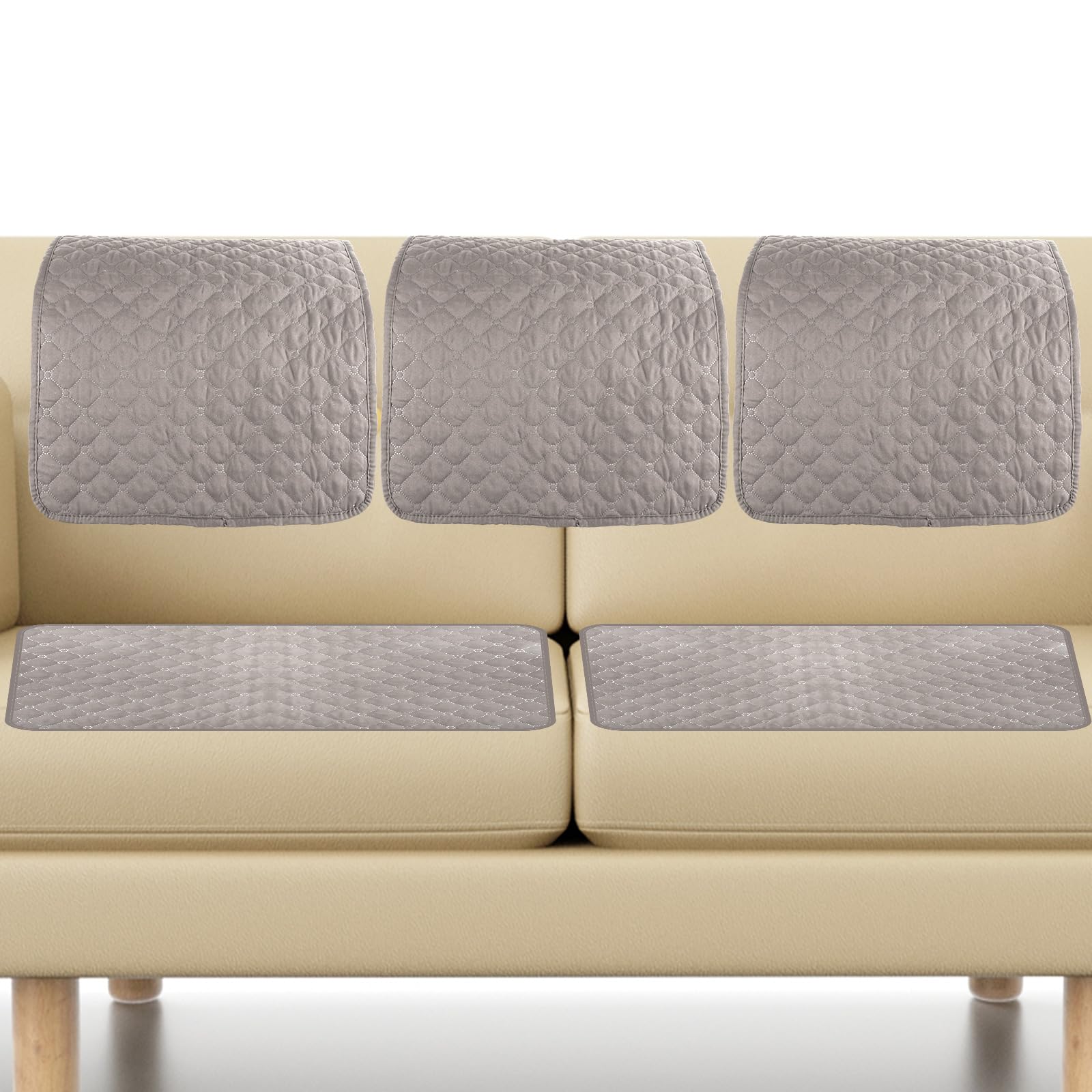 Foppla Sofa Headrest Cover,3Pcs Soft Polyester Recliner Headrest Protector,Wear Resistant Recliner Headrest Cover (Light grey 5pcs)