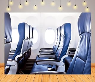 10x8ft Fabric Airplane Backdrop Airplane Seats Photography Background Aircraft Window Airplane Interior Cabin Backdrops Plane Travel Theme Birthday Party Decorations Kids Adult Photoshoot Props