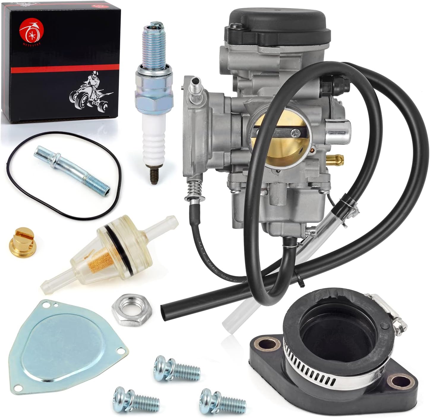 MOTO1988 Carburetor Carb & Intake Manifold Boot For YAMAHA 2007-2014 GRIZZLY 350 2004-2006 Bruin 350 2006-2009 Wolverine 350 Carb