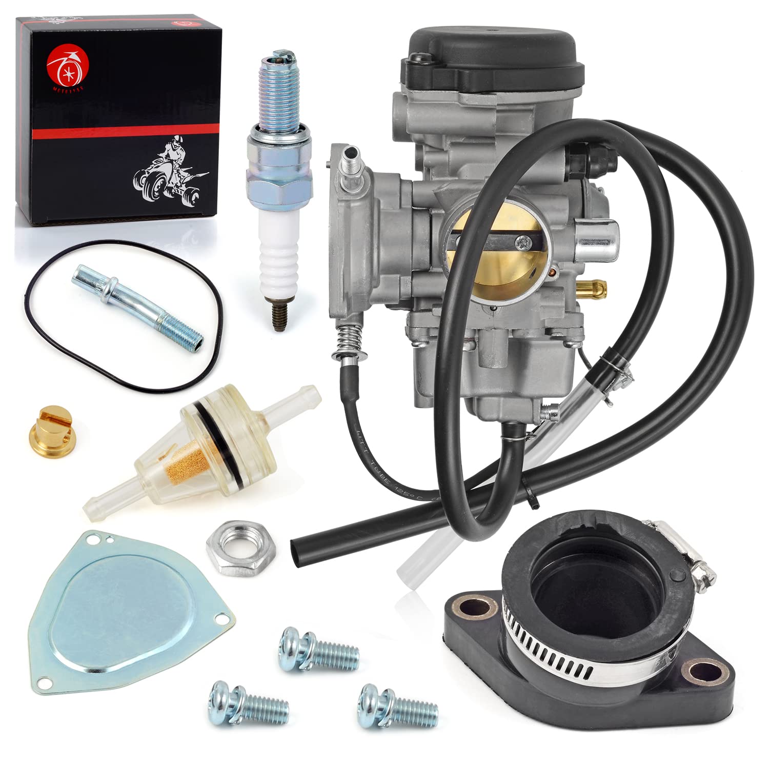 MOTO1988 Carburetor Carb &amp; Intake Manifold Boot For YAMAHA 2007-2014 GRIZZLY 350 2004-2006 Bruin 350 2006-2009 Wolverine 350 Carb