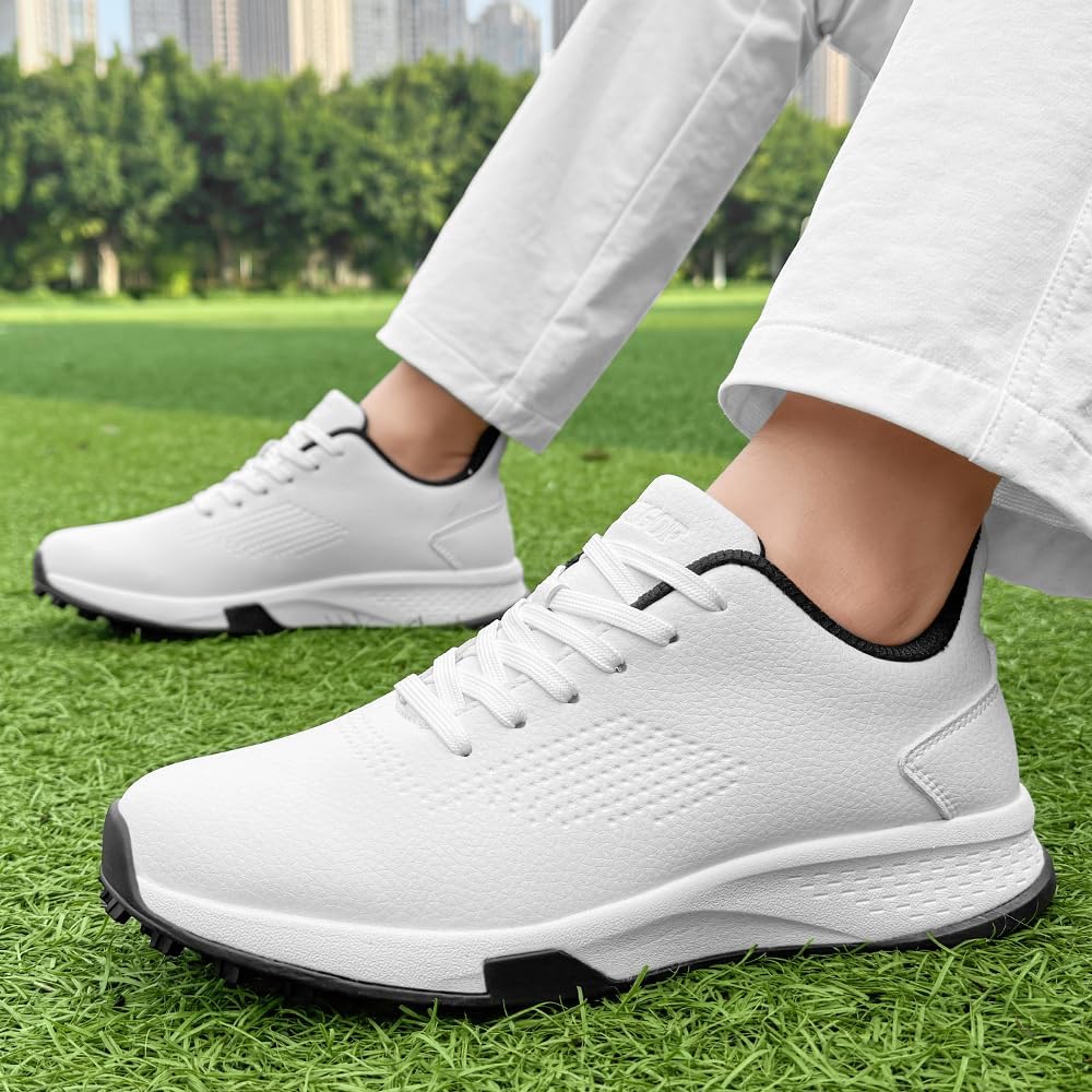 Men's Golf Shoes with Spikes, Suitable for Greens & Outdoor Grass, Waterproof & Slip-Resistant Golf Footwear for Men & Women