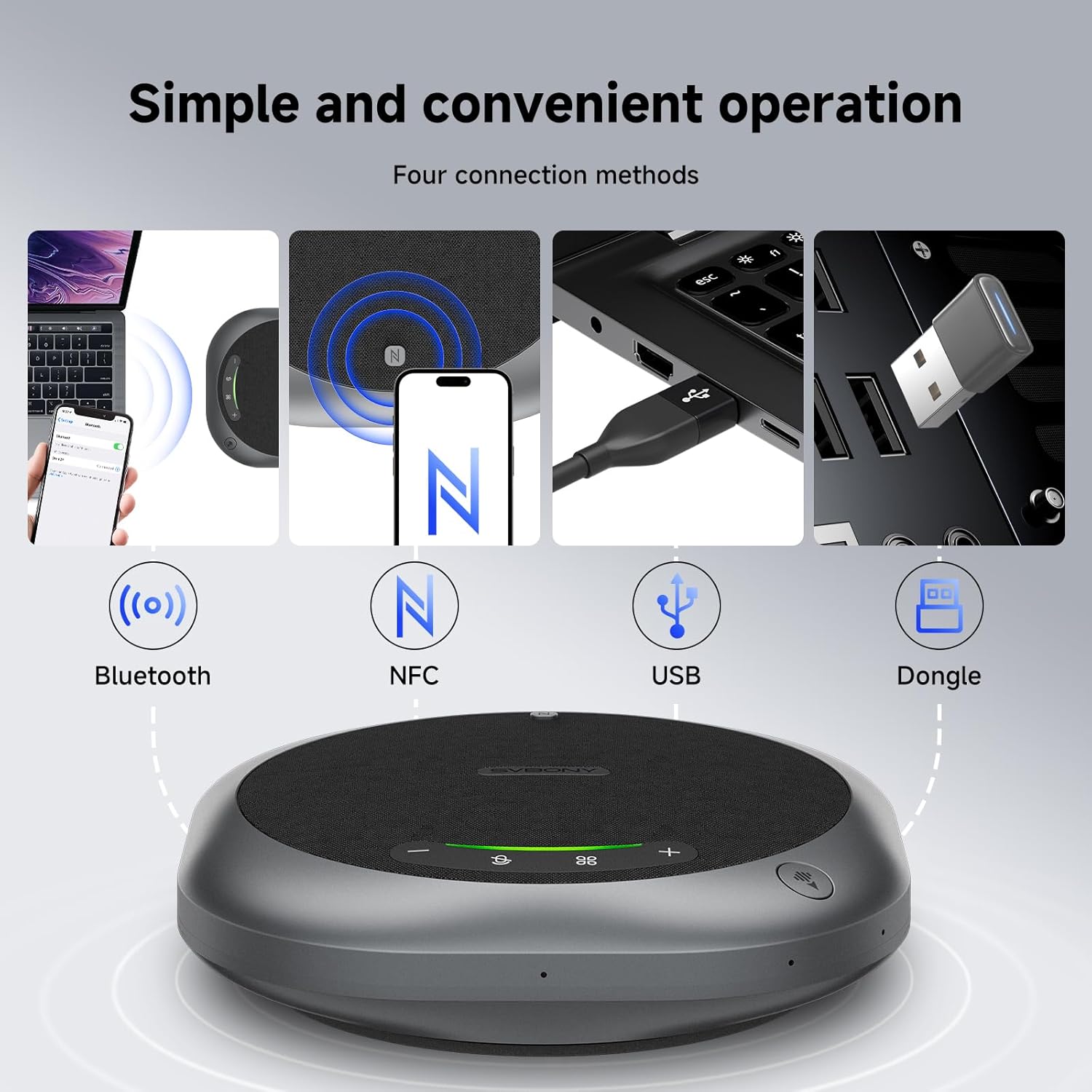 SVBONY Omni2P Conference Microphone,Dual Loudspeaker&2 Pickup Modes for Conference Room, AI Bidirectional Noise Cancellation, Bluetooth 5.3, 6 Mics Supports 20 People Telephone Audio for Zoom Meetings