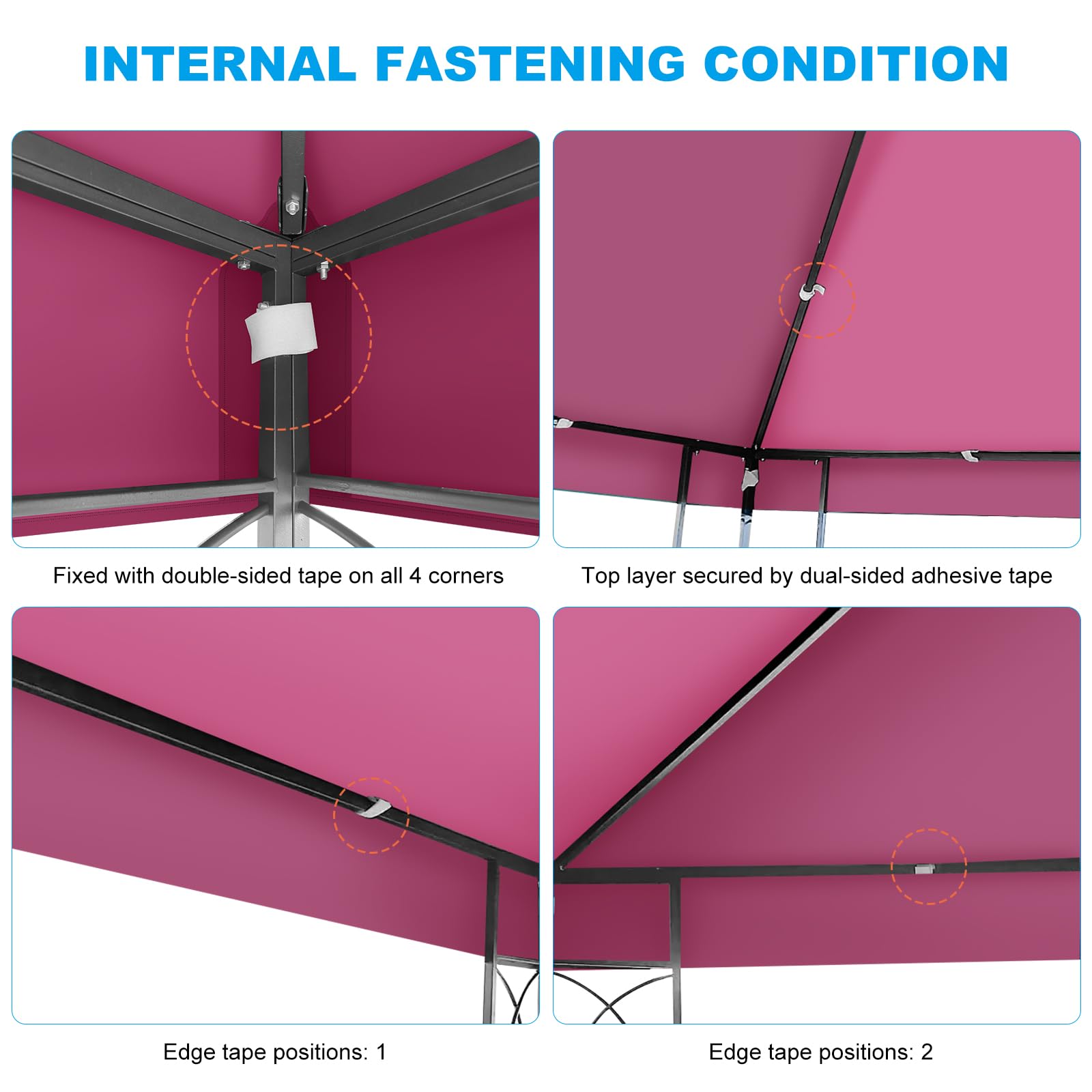 Telo di Ricambio per Gazebo 3x3m, Impermeabile e Anti-UV 300D, Copertura Rimovibile per Pergola con Fascette in Velcro Rinforzate, Ideale per Giardino, Terrazza, Campeggio e Spiaggia,Rosso