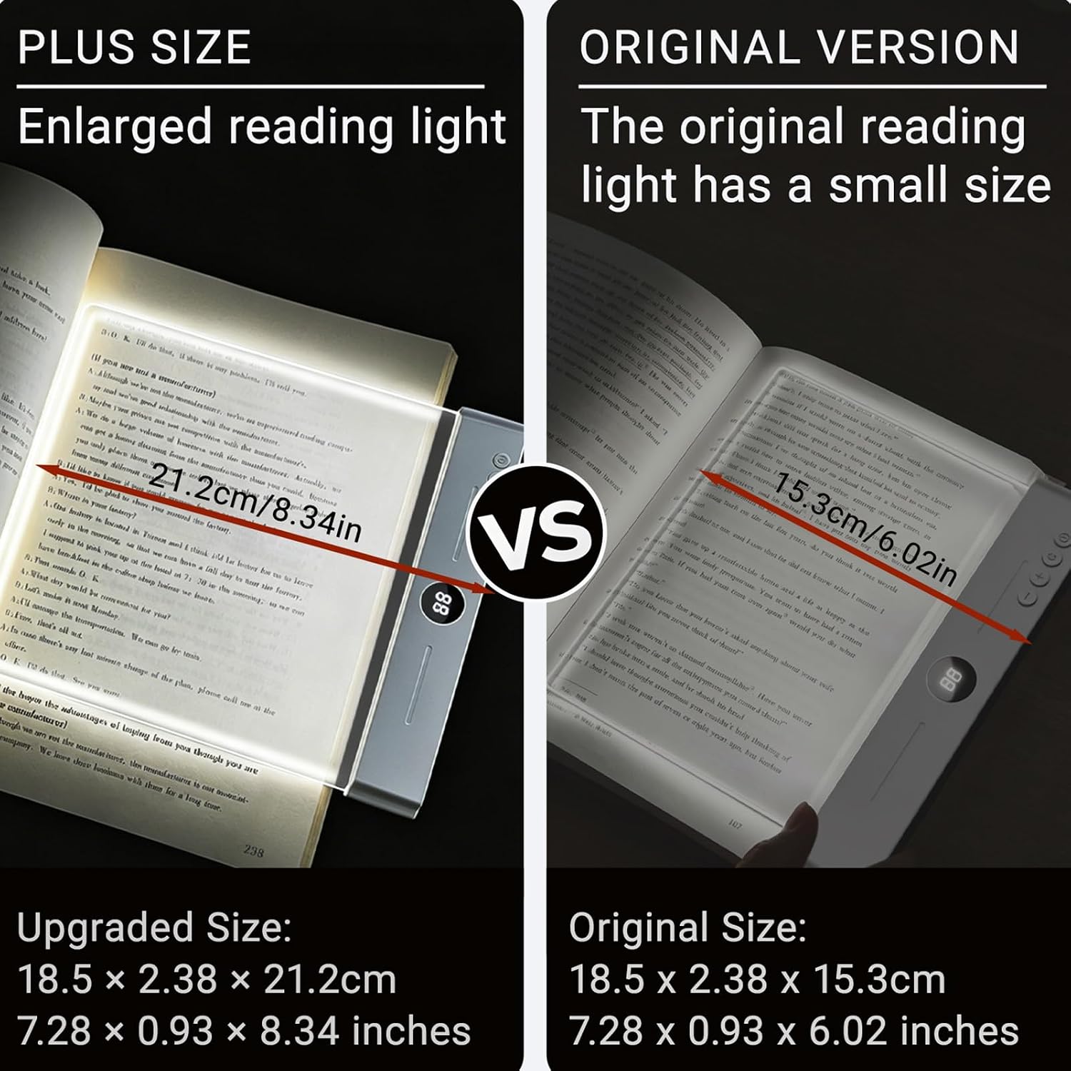 Book Light 2 in 1 Night Light, Eye Caring 3 Color Temperatures Stepless Dimming with Timer, Full Page Portable Book Lamp for Reading in Bed at Night, Ideal Bookish Gifts for Readers Kids Women (Black)