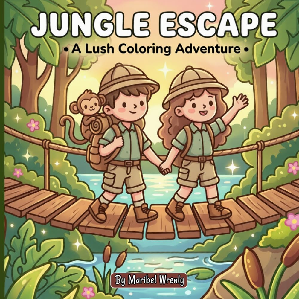 Jungle Escape: A Bold and Cute Tropical Jungle Coloring Book for Adults and Teens