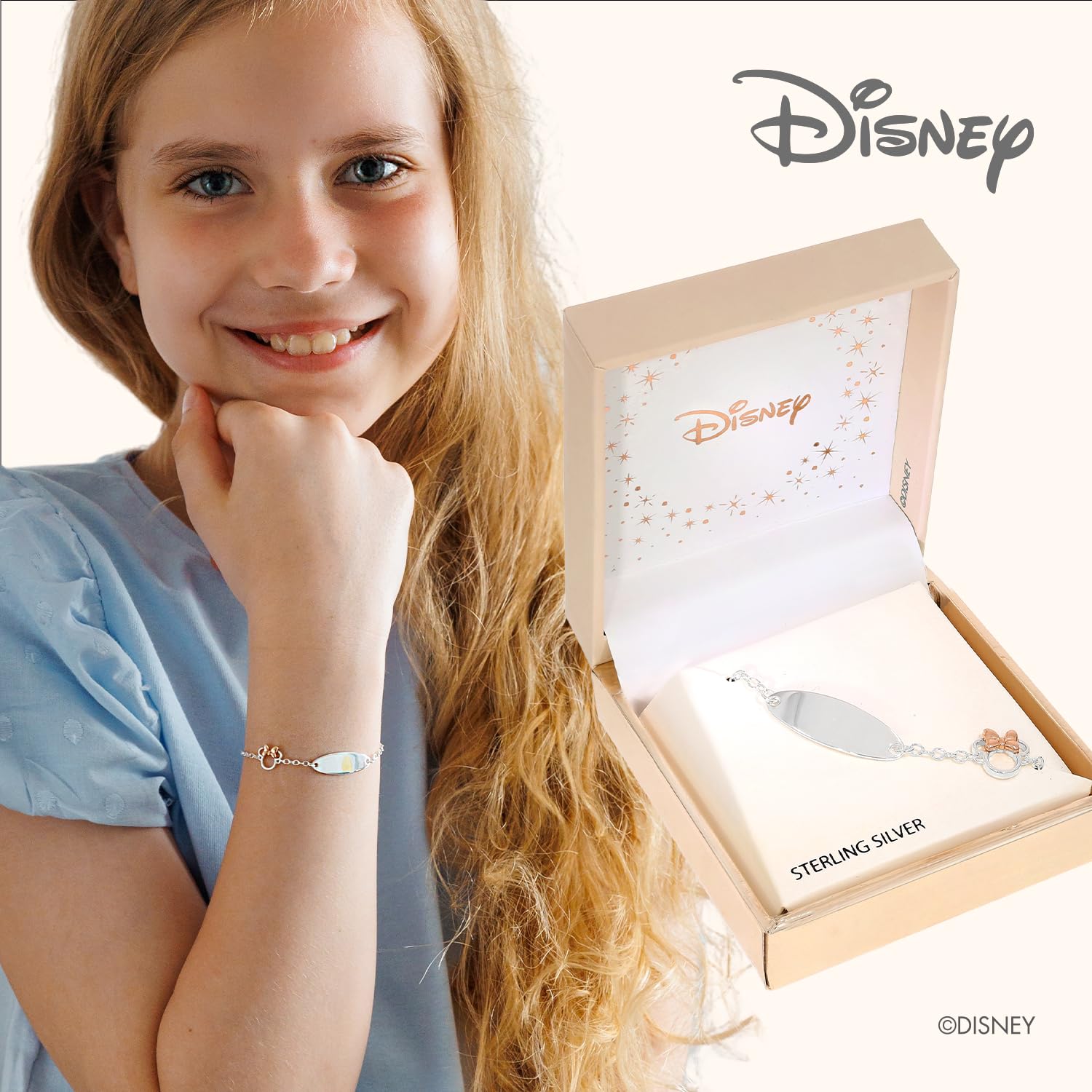 Pulsera Disney de Plata con Figura Central que representa a Minnie y Circonitas, Joyas Disney
