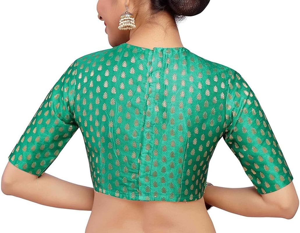 Brocade Blouse Bollywood Lehenga Crop Top Readymade Sari Choli Wedding Partywear
