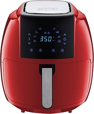 GoWISE USA 7-Quart 8-in-1 Digital Air Fryer with Recipe Book, 7.0-Qt, Red