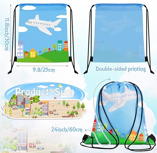 Miniatura 3 de Ferraycle 24 mochilas de transporte con cordón para transporte, bolsas de regalo, bolsas de dulces para automóvil, autobús, tren, avión, tráfico,