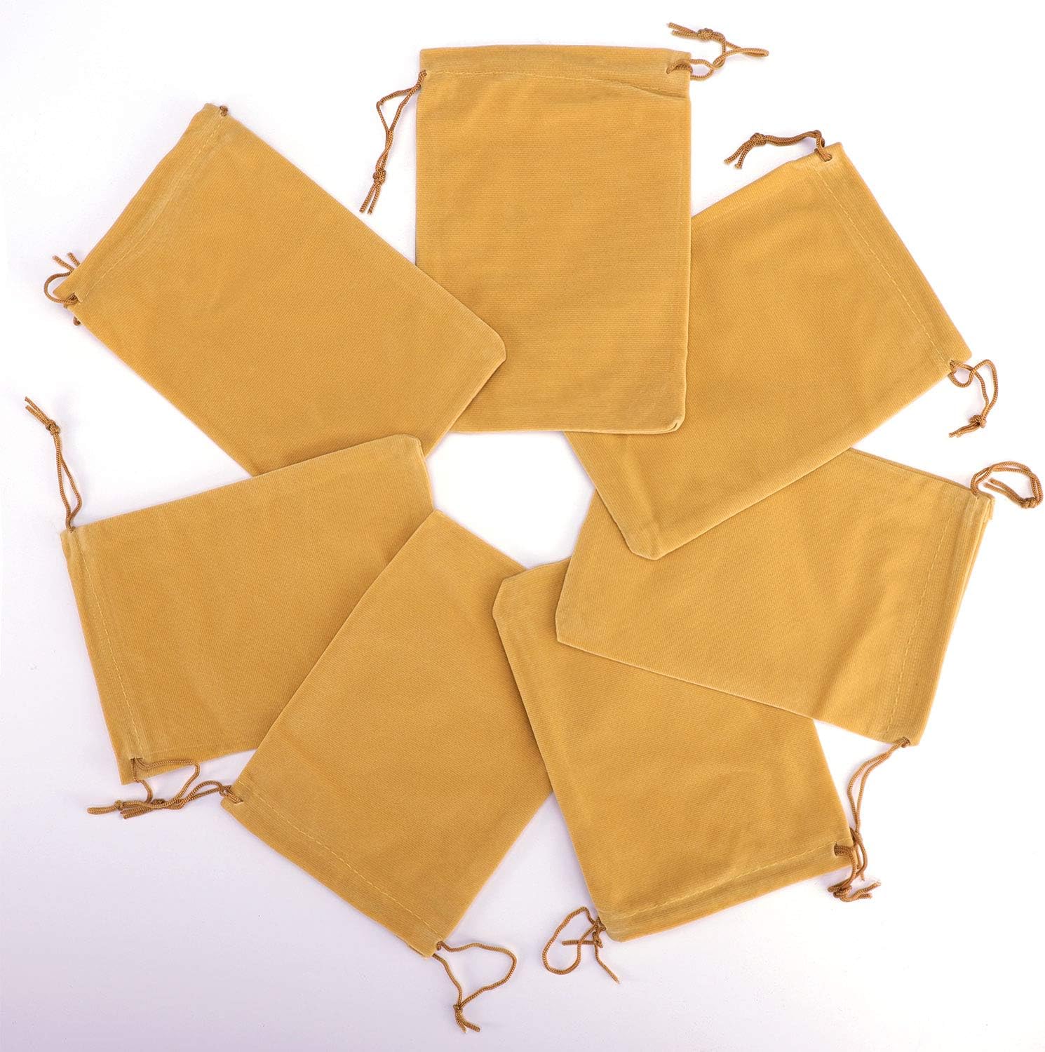 EUSOAR Velvet Drawstring Bags, 20 pcs 7 x 9 inch Cosmetics Pouches with Drawstring, Environmental Bags, Shopping Package Business Store Pouches, Gift Pearl Cosmetics Tarot Cards Soap Bags-Gold