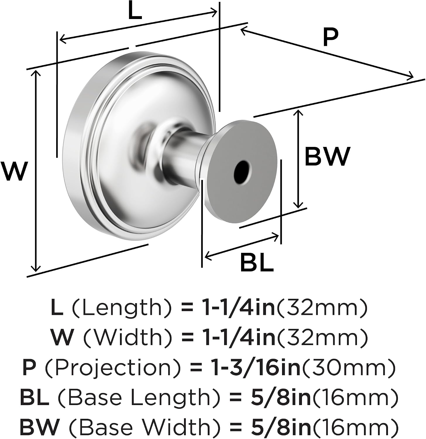 Amerock Enlivity 1-1/4 inch (32mm) Diameter Polished Chrome Cabinet Knob, BP3772026