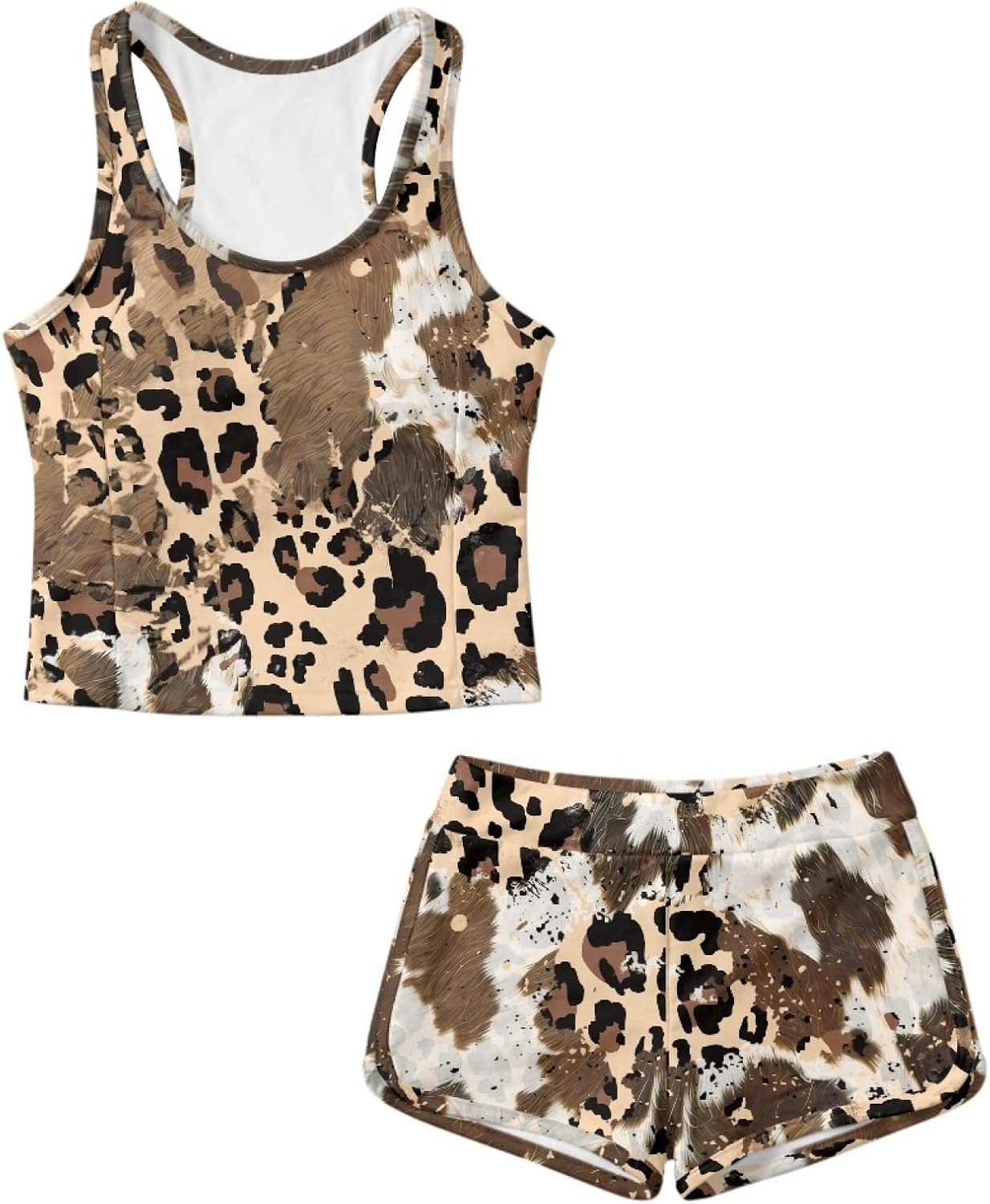 Girl's Tankini Bathing Suit, 2 Pieces Modest Swimwear U-Neck Tankini Top with Shorts for Beach