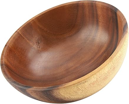 Oumefar Wooden Salad Bowl Sets, Acacia Wood Bowl Wooden Soup Bowl Light Smooth for Kitchen Utensils for Containing Salads,Vegetables,Fruit, Soups, Cereal and More Large 20 * 7cm