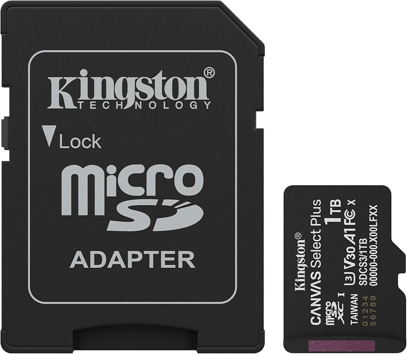 Kingston 1TB Canvas Select Plus microSD Card | Up to 150MB/s | Class 10, UHS-I, U1, V30, A1 | SDCS3/1TB