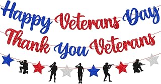 Happy Veterans Day Thank You Veterans Banner American Happy Veterans Day Party Decorations for Military Army Memorial Day Patriotic Party Supplies
